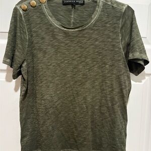 Veronica Beard Olive Green Top with Gold Buttons